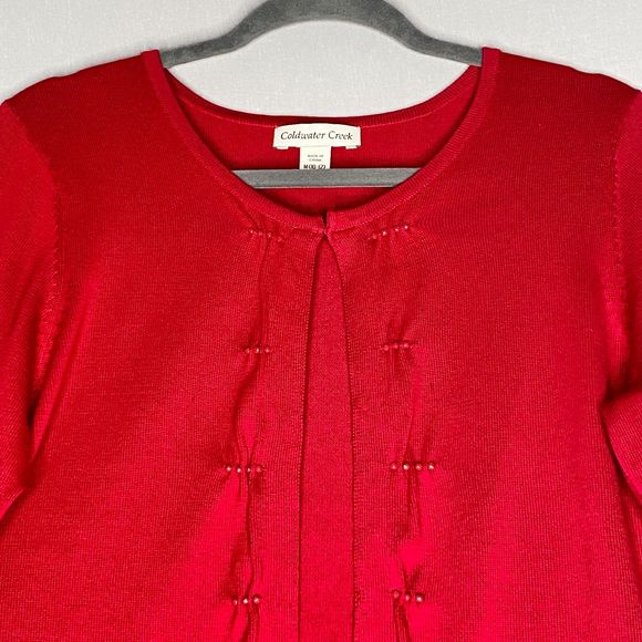 Coldwater Creek Cardigan Sweater Womens Medium Cherry Red Silk Blend - Picture 2 of 11